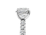 White gold Cushion Cut Diamond Pavé Solitaire Ring with Round Band and Prong Setting_21