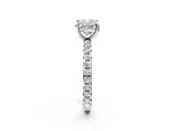 White gold Cushion Cut Diamond Pavé Solitaire Ring with Round Band and Prong Setting_42