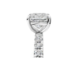 White gold Cushion Cut Diamond Pavé Solitaire Ring with Round Band and Prong Setting_45