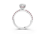 White gold Cushion Cut Diamond Pave Band Solitaire Ring with Round with Morganite side stone and Prong Setting_39
