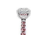 White gold Cushion Cut Diamond Pave Band Solitaire Ring with Round with Morganite side stone and Prong Setting_41
