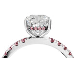 White gold Cushion Cut Diamond Pave Band Solitaire Ring with Round with Morganite side stone and Prong Setting_52