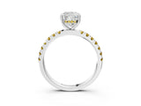White gold Cushion Cut Diamond Pave Band Solitaire Ring with Round with Yellow Sapphire side stone and Prong Setting_27