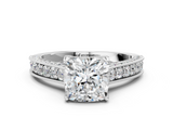 White gold Cushion Cut Diamond Pave Band with Four-Prong Setting_19