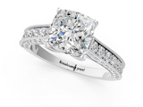 White gold Cushion Cut Diamond Pave Band with Four-Prong Setting_21