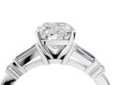 White gold Cushion Cut Diamond Ring with Baguette Side Stones, Channel Set Band, and Four-Prong Setting_27