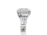 White gold Cushion Cut Diamond Ring with Baguette Side Stones, Channel Set Band, and Four-Prong Setting_28