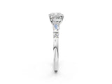 White gold Cushion Cut Diamond Ring with Baguette Side Stones, Channel Set Band, and Four-Prong Setting_51
