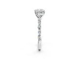 White gold Cushion Cut Diamond Ring with Marquise and Round  Side Stones and Four-Prong Setting_116