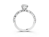 White gold Cushion Cut Diamond Ring with Marquise and Round  Side Stones and Four-Prong Setting_117