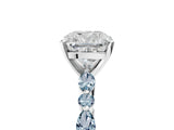 White gold Cushion Cut Diamond Ring with Marquise and Round with Aquamarine side stone Side Stones and Four-Prong Setting_17