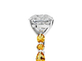 White gold Cushion Cut Diamond Ring with Marquise and Round with Citrine side stone Side Stones and Four-Prong Setting_17