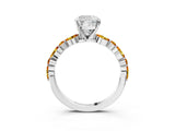 White gold Cushion Cut Diamond Ring with Marquise and Round with Citrine side stone Side Stones and Four-Prong Setting_27