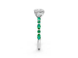 White gold Cushion Cut Diamond Ring with Marquise and Round with Emerald side stone Side Stones and Four-Prong Setting_62