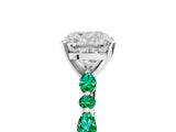 White gold Cushion Cut Diamond Ring with Marquise and Round with Emerald side stone Side Stones and Four-Prong Setting_65