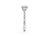 White gold Cushion Cut Diamond Ring with Marquise and Round with Moissanite side stone Side Stones and Four-Prong Setting_62