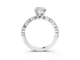 White gold Cushion Cut Diamond Ring with Marquise and Round with Moissanite side stone Side Stones and Four-Prong Setting_63