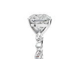 White gold Cushion Cut Diamond Ring with Marquise and Round with Moissanite side stone Side Stones and Four-Prong Setting_77