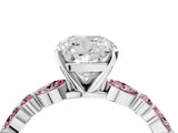 White gold Cushion Cut Diamond Ring with Marquise and Round with Morganite side stone Side Stones and Four-Prong Setting_16