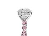 White gold Cushion Cut Diamond Ring with Marquise and Round with Morganite side stone Side Stones and Four-Prong Setting_29