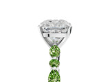 White gold Cushion Cut Diamond Ring with Marquise and Round with Peridot side stone Side Stones and Four-Prong Setting_17