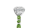 White gold Cushion Cut Diamond Ring with Marquise and Round with Peridot side stone Side Stones and Four-Prong Setting_5