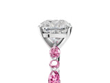 White gold Cushion Cut Diamond Ring with Marquise and Round with Pink Sapphire side stone Side Stones and Four-Prong Setting_5