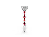 White gold Cushion Cut Diamond Ring with Marquise and Round with Ruby side stone Side Stones and Four-Prong Setting_38