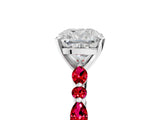 White gold Cushion Cut Diamond Ring with Marquise and Round with Ruby side stone Side Stones and Four-Prong Setting_53