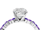 White gold Cushion Cut Diamond Ring with Marquise and Round with Tanzanite side stone Side Stones and Four-Prong Setting_16