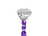 White gold Cushion Cut Diamond Ring with Marquise and Round with Tanzanite side stone Side Stones and Four-Prong Setting_5