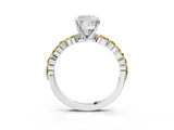 White gold Cushion Cut Diamond Ring with Marquise and Round with Yellow Sapphire side stone Side Stones and Four-Prong Setting_51