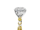 White gold Cushion Cut Diamond Ring with Marquise and Round with Yellow Sapphire side stone Side Stones and Four-Prong Setting_53