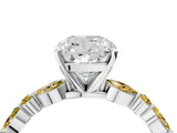 White gold Cushion Cut Diamond Ring with Marquise and Round with Yellow Sapphire side stone Side Stones and Four-Prong Setting_58