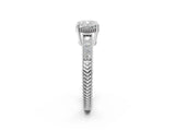 White gold Cushion Cut Diamond Ring with Milgrain Pavé Band and Four-Prong Setting_40