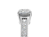 White gold Cushion Cut Diamond Ring with Milgrain Pavé Band and Four-Prong Setting_42