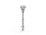 White gold Cushion Cut Diamond Ring with Pavé Band and Four-Prong Setting_114