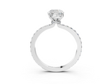 White gold Cushion Cut Diamond Ring with Pavé Band and Four-Prong Setting_115