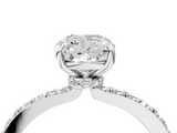 White gold Cushion Cut Diamond Ring with Pavé Band and Four-Prong Setting_116