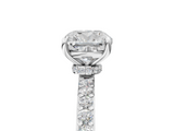 White gold Cushion Cut Diamond Ring with Pavé Band and Four-Prong Setting_117