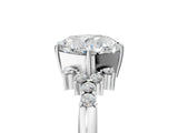 White gold Cushion Cut Diamond Ring with Side Stones and Four-Prong Setting_100
