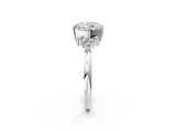White gold Cushion Cut Diamond Ring with Side Stones and Four-Prong Setting_102