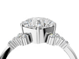 White gold Cushion Cut Diamond Ring with Side Stones and Four-Prong Setting_104
