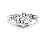 White gold Cushion Cut Diamond Ring with Side Stones and Four-Prong Setting_95
