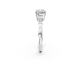 White gold Cushion Cut Diamond Ring with Tapered Baguette Side Stones in Four-Prong Setting_34