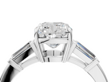 White gold Cushion Cut Diamond Ring with Tapered Baguette Side Stones in Four-Prong Setting_36