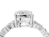 White gold Cushion Cut Diamond Scattered Round Accent Ring with Prong Setting_22