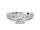 White gold Cushion Cut Diamond Side Stone Engagement Ring with Four-Prong Setting_24