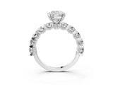 White gold Cushion Cut Diamond Side Stone Engagement Ring with Four-Prong Setting_27