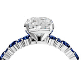 White gold Cushion Cut Diamond Side Stone Solitaire Ring with Round with Blue Sapphire side stone and Four-Prong Setting_4